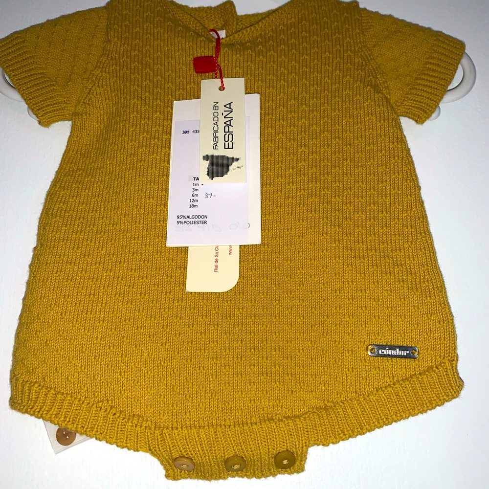 Condor Barcelona,Color Wheat,Size 0-3M,Snap Bodysuit Short Sleeve Sweater